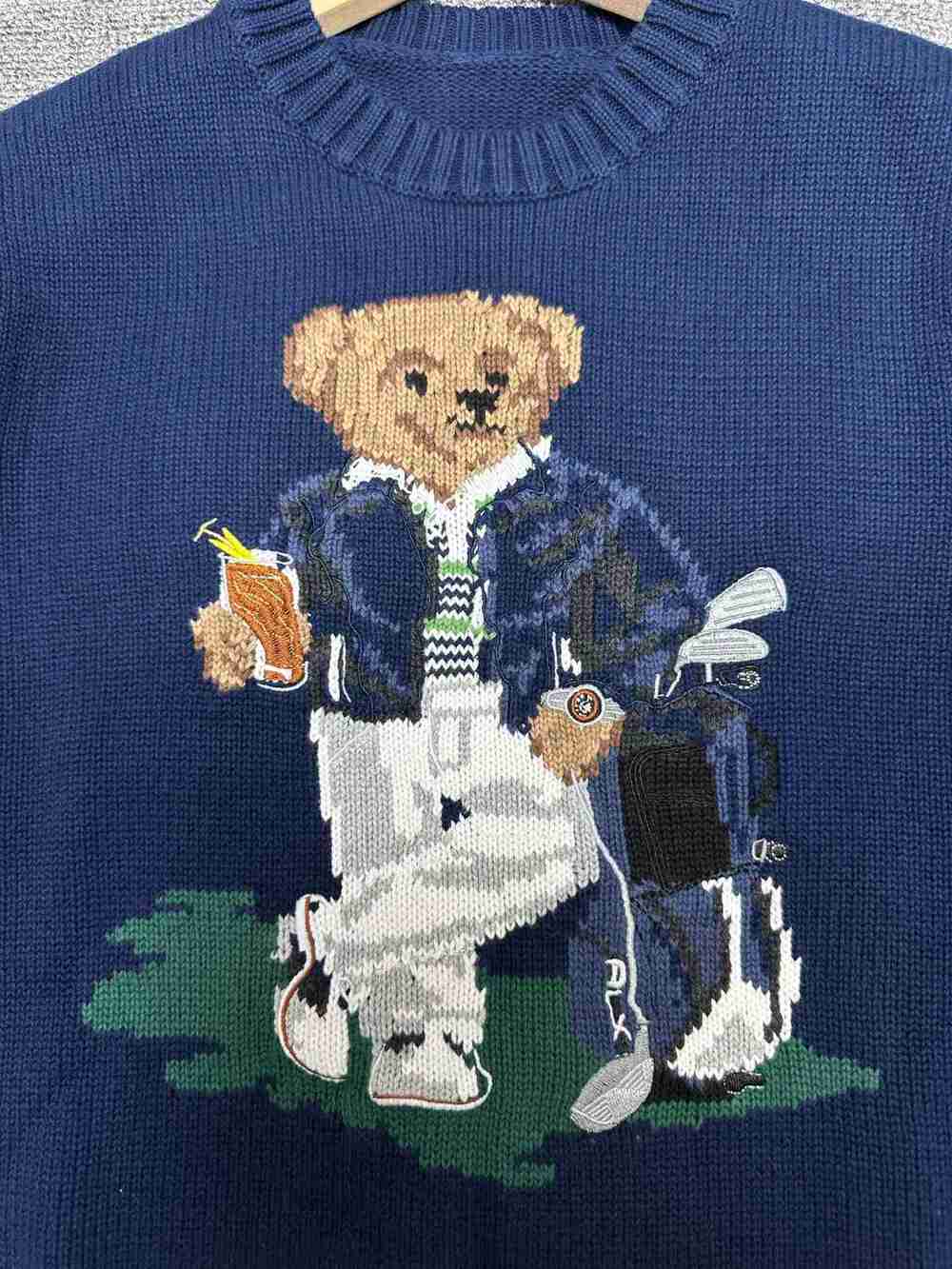 ⭐Ralph lauren Golf Bear Jacquard Navy Crew Neck Knit Sweater - Picture 3 of 5